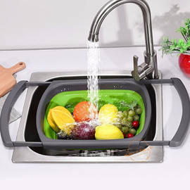 Extendable Handles Over The Sink Colander Strainer