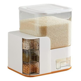 Multi-Purpose Rice Storage Dispenser Airtight Measuring Box With 4 Compartments