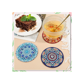 Mandala Theme Diamond Painting Tea Coasters- 6 Pieces Set