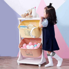 Colorful Tilt Multi-Purpose Toys Storage  Basket Trolley