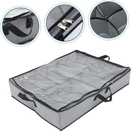 Foldable Multi-Grid Zipper Shoes Storage Bag