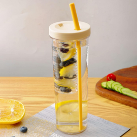 Fruit infuser Acrylic Water Bottle with Straw