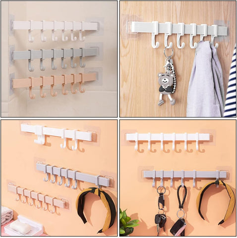 Multi-Purpose Wall-Mounted 6 Hooks Hanger