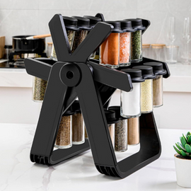 Revolving Countertop Spice Rack With 18 Jars