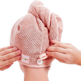 Microfiber Hair Towel Wrap with Button