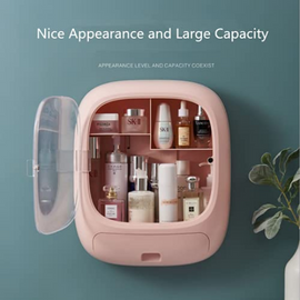 Wall Hanging Self-Adhesive Cosmetic Organizer with Transparent Door