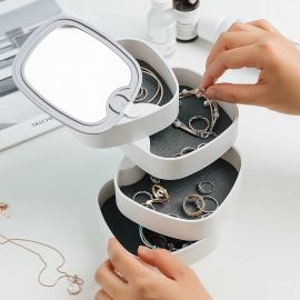 Portable 360° Rotating 4 Layer Jewellery Organiser with Mirror