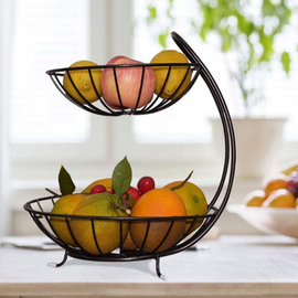2-Tier Round Metal Countertop Fruit Basket