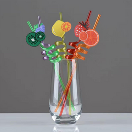Reusable Long Twisted Colored Straw-4 pcs