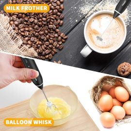 Electric Rechargeable Handheld 2-in-1 Milk Frother & Egg Beater