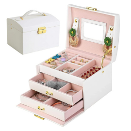 3 Layer Leather Jewellery Organiser With 2 Drawers